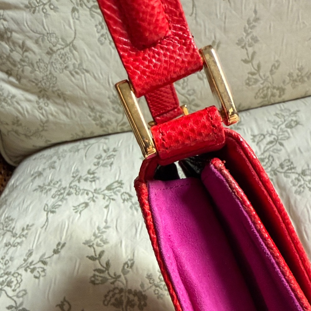 Andrea Pfister Vintage Red Leather and Purple Suede Purse - Picture 13 of 17